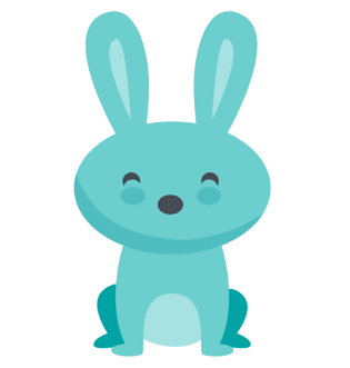 卡通手绘蓝色小兔子