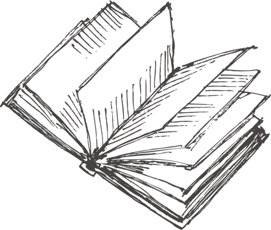 手绘素描打开的书