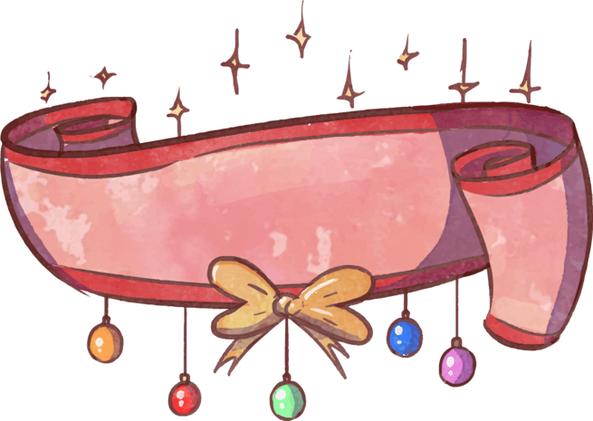 卡通手绘水彩圣诞风格丝带边框