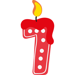 卡通手绘红色数字7蜡烛