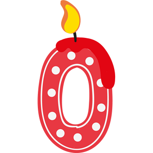 卡通手绘数字0蜡烛