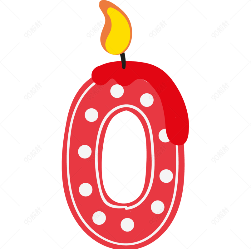 卡通手绘数字0蜡烛