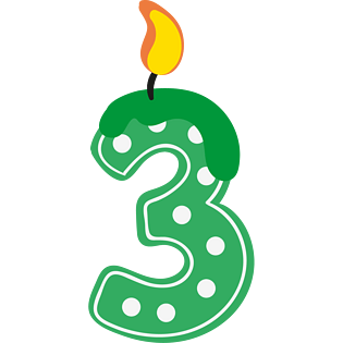 卡通手绘绿色数字3蜡烛