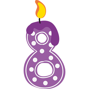 卡通手绘紫色数字8蜡烛
