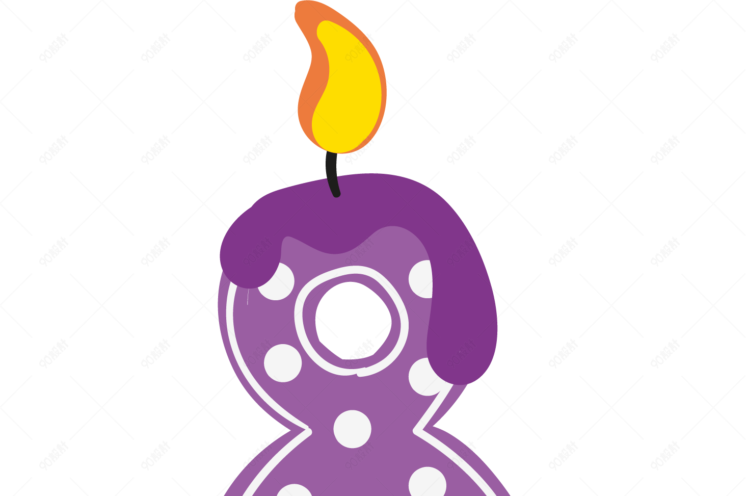 卡通手绘紫色数字8蜡烛