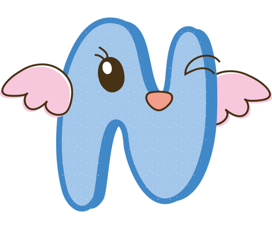 卡通可爱彩色字母n