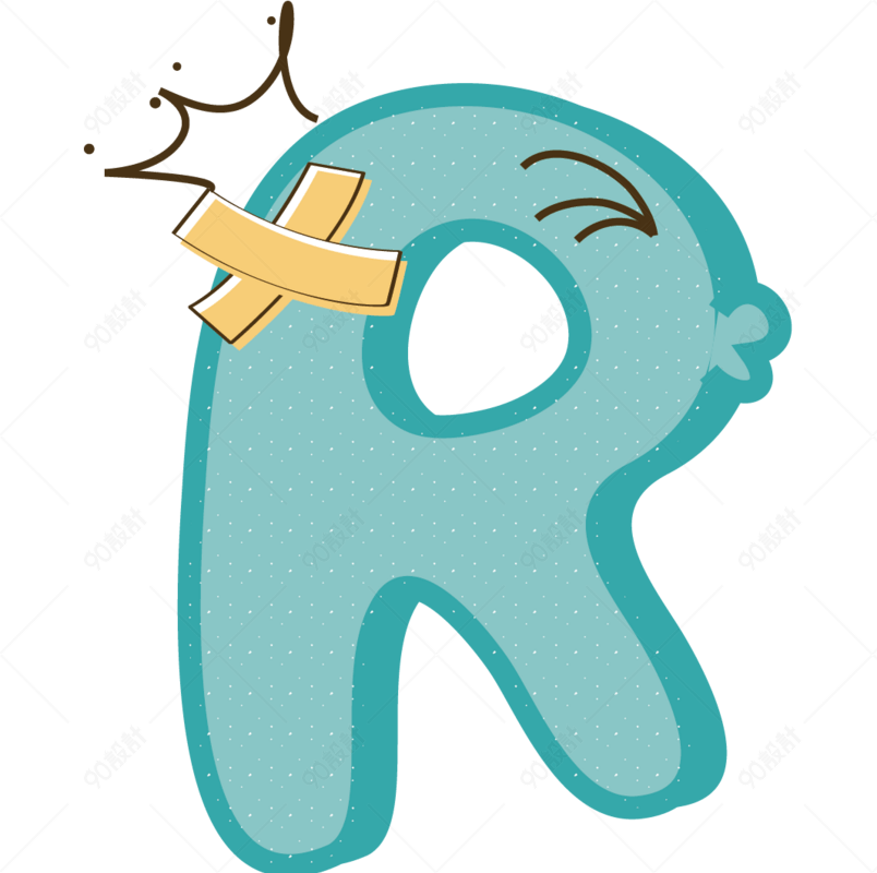 卡通可爱彩色字母r