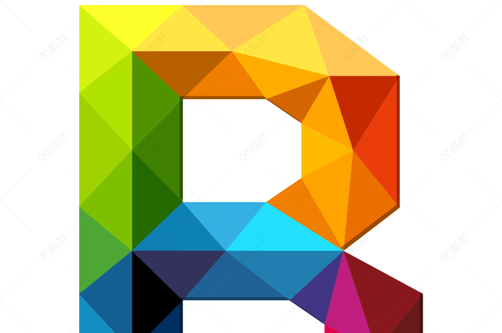 卡通炫彩几何拼接字母b