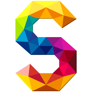 卡通炫彩几何拼接字母s