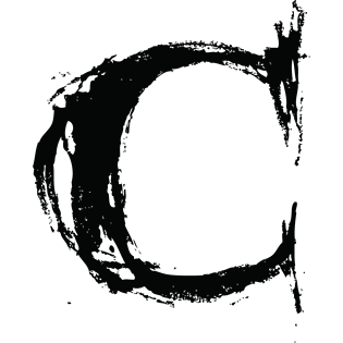 中国风墨迹毛笔字母c