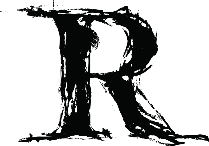 中国风墨迹毛笔字母r