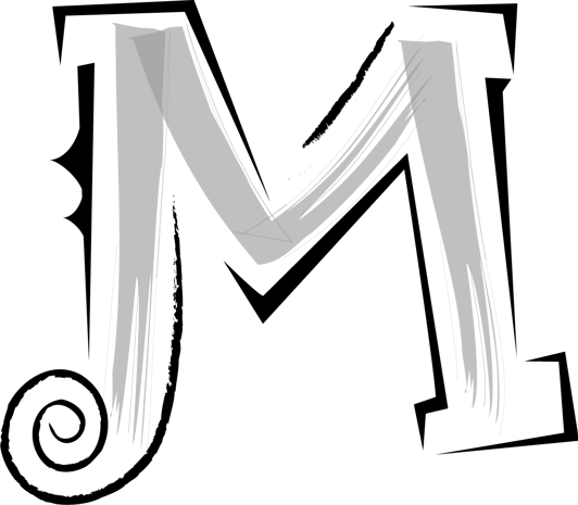 卡通欧式简约花纹英文艺术字母m