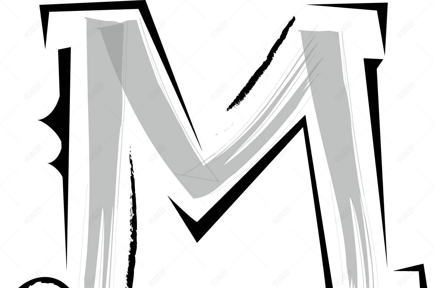 卡通欧式简约花纹英文艺术字母m