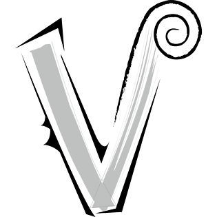 卡通欧式简约花纹英文艺术字母v