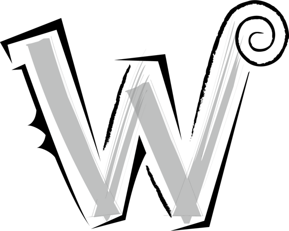 卡通欧式简约花纹英文艺术字母w