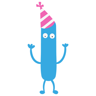 卡通蓝色可爱拟人戴帽子英文字母i