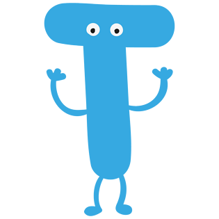 卡通蓝色可爱拟人字母t