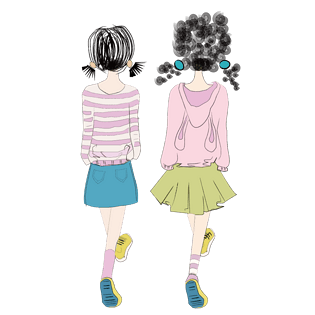 卡通手绘闺蜜姐妹png