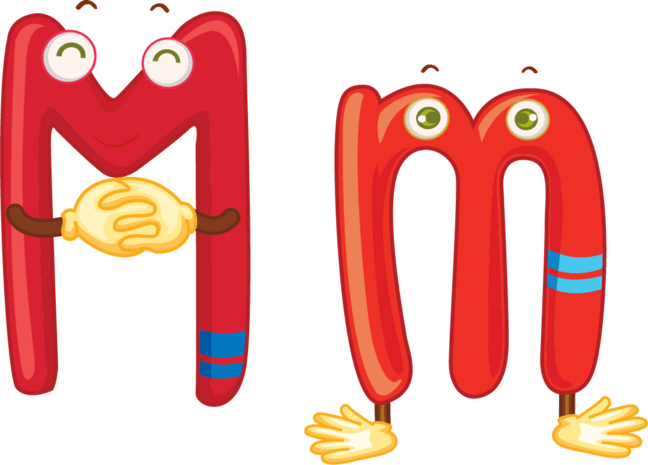 卡通拟人彩色字母mm