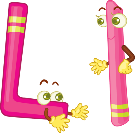 卡通拟人彩色字母ll