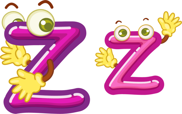 卡通拟人彩色字母zz