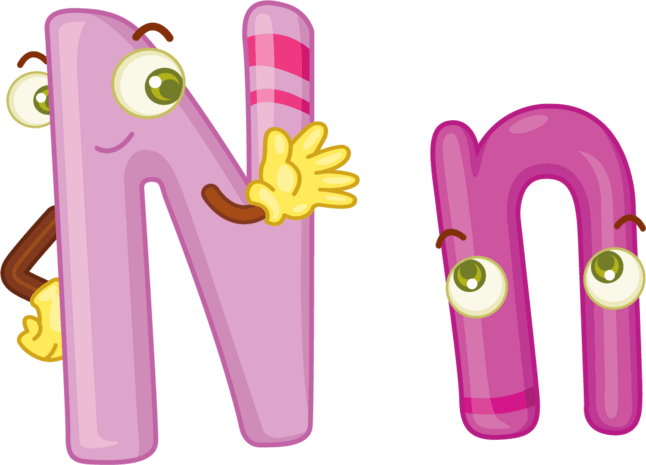 卡通拟人彩色字母nn