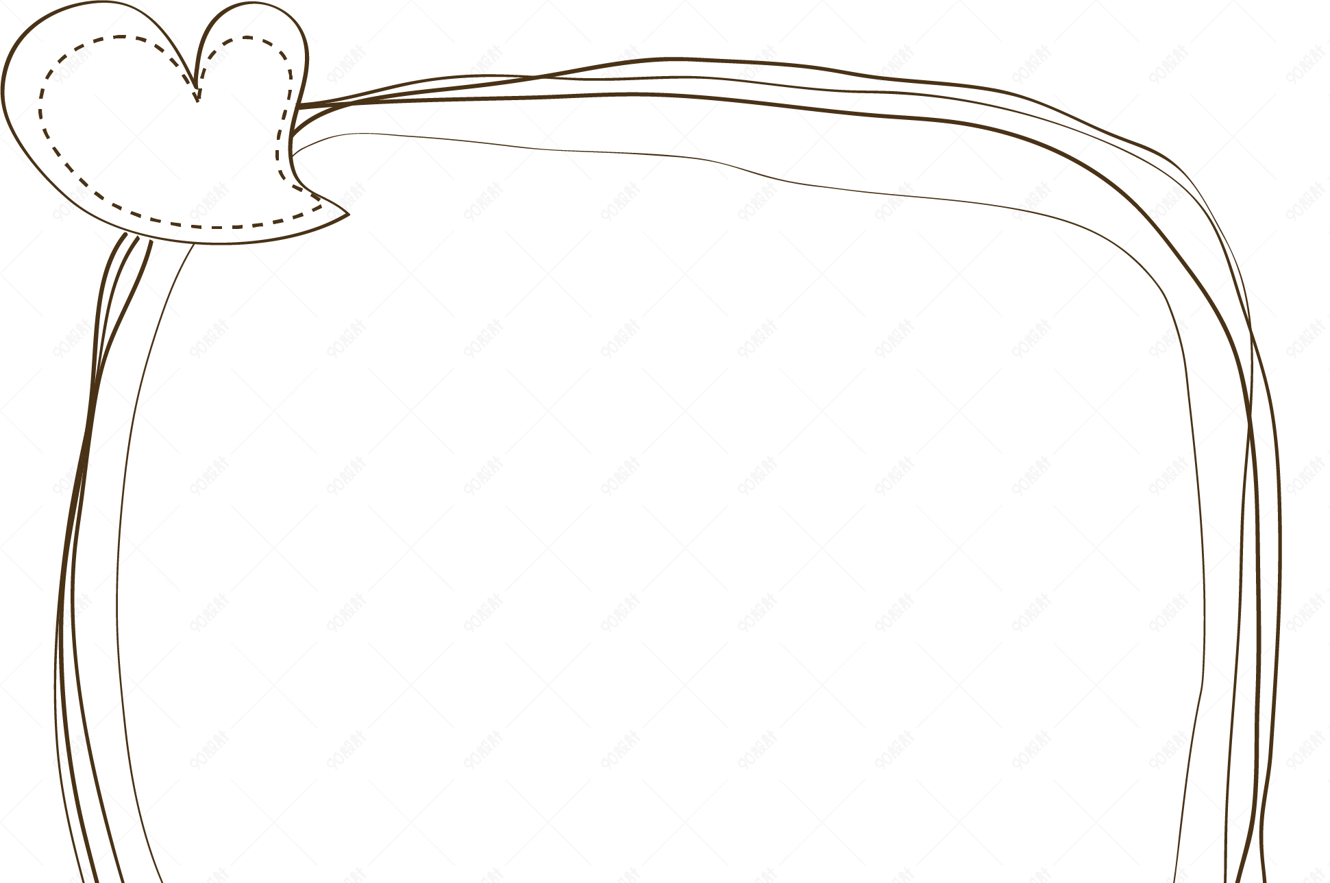 卡通手绘素描爱心边框