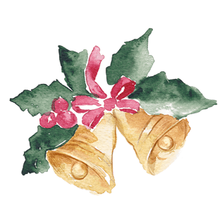 手绘水彩圣诞铃铛