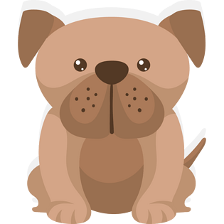 蹲着的卡通黄色小狗