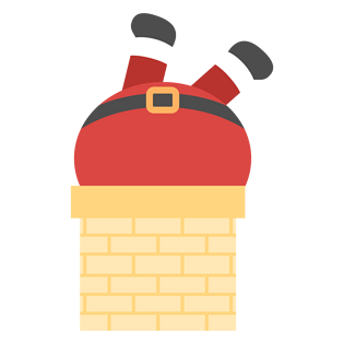 烟囱里的圣诞老人插画