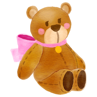 手绘水彩玩具小熊