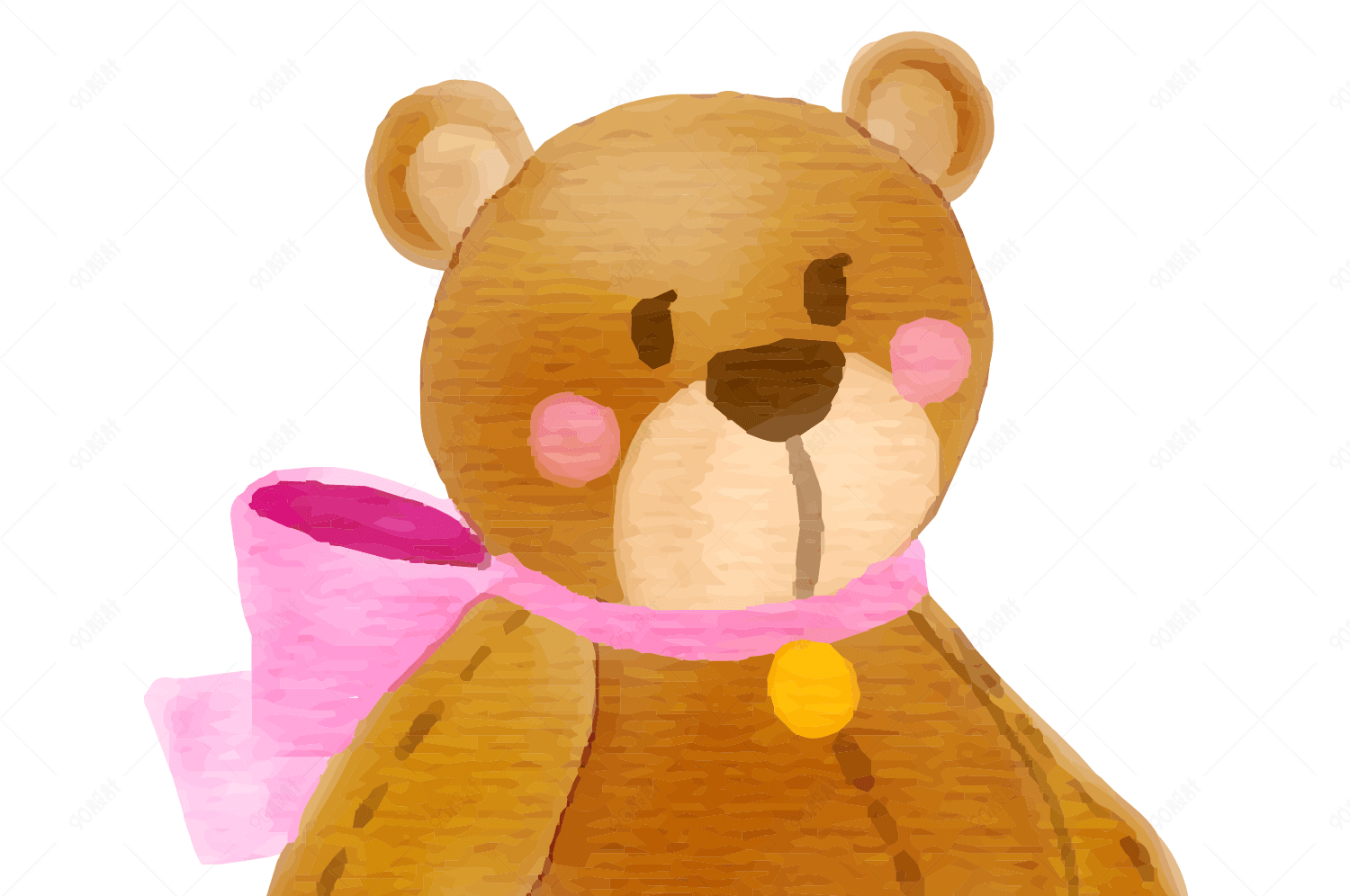 手绘水彩玩具小熊【免抠元素png】-90设计网