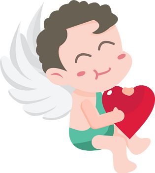 抱着爱心的卡通天使