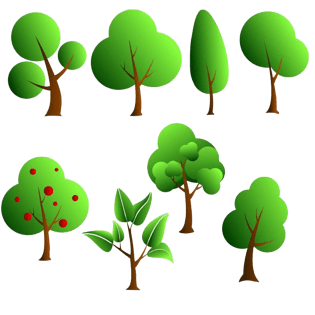 绿色的树卡通绿树树木