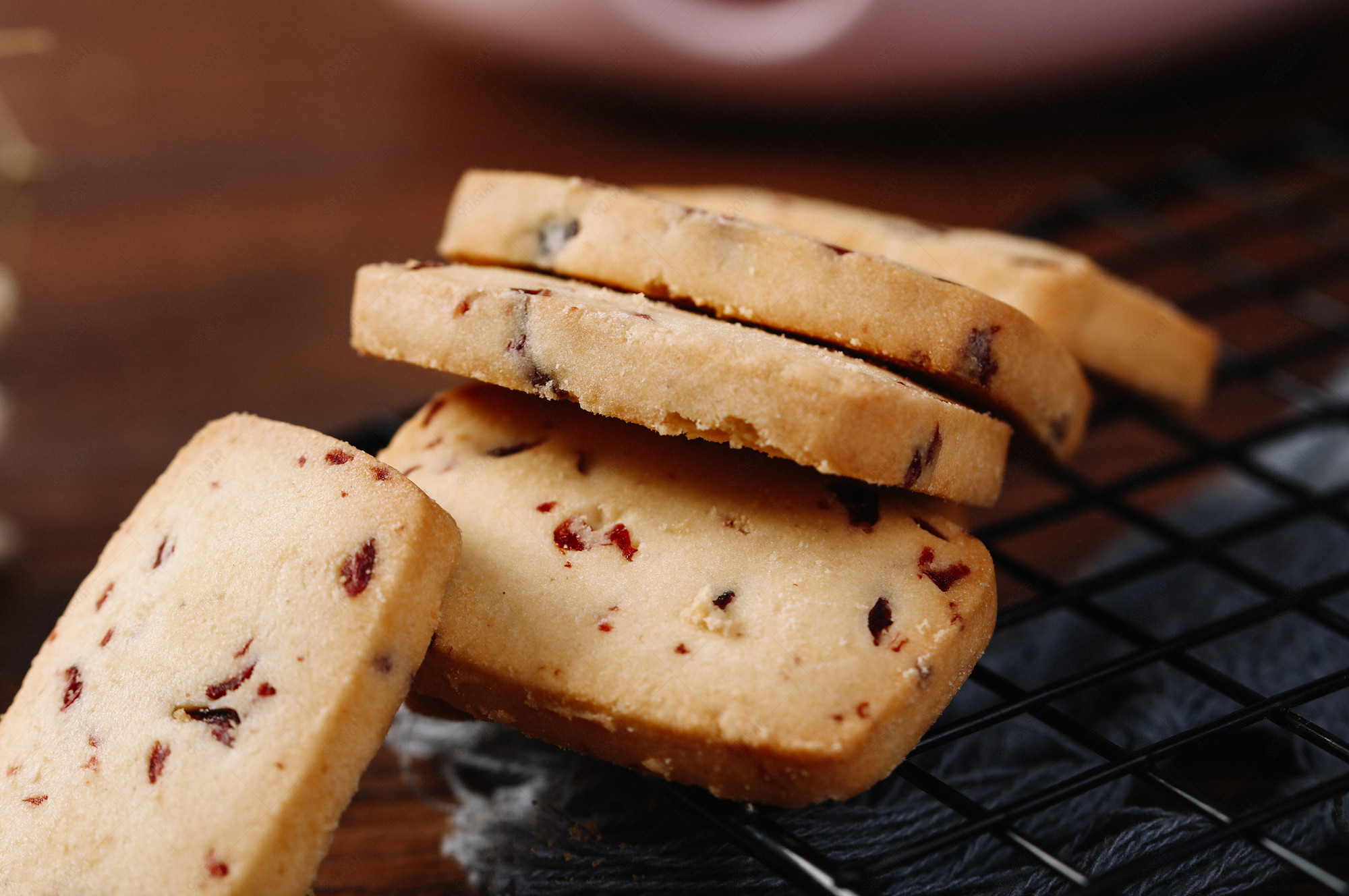 蔓越莓饼干零食细节摄影图