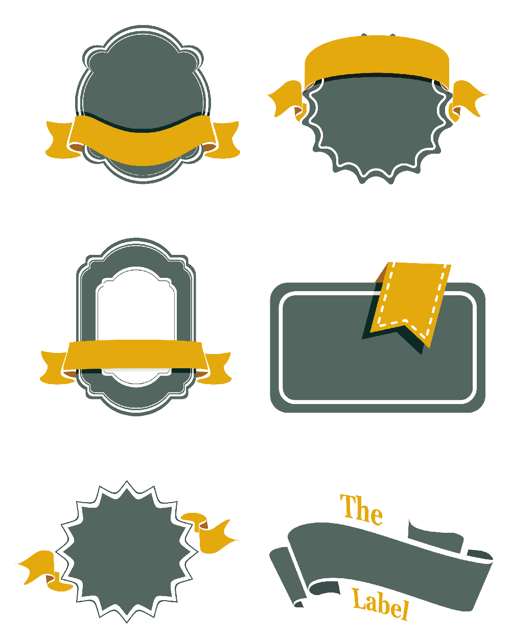 简约卡通丝带标签合集