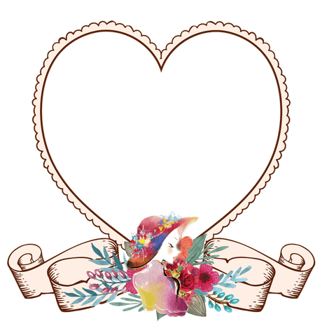 清新心形花朵边框