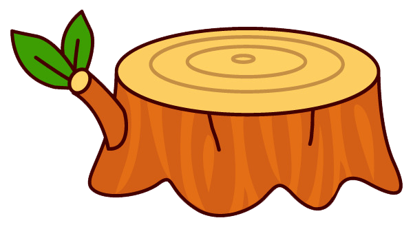 手绘树桩和叶子