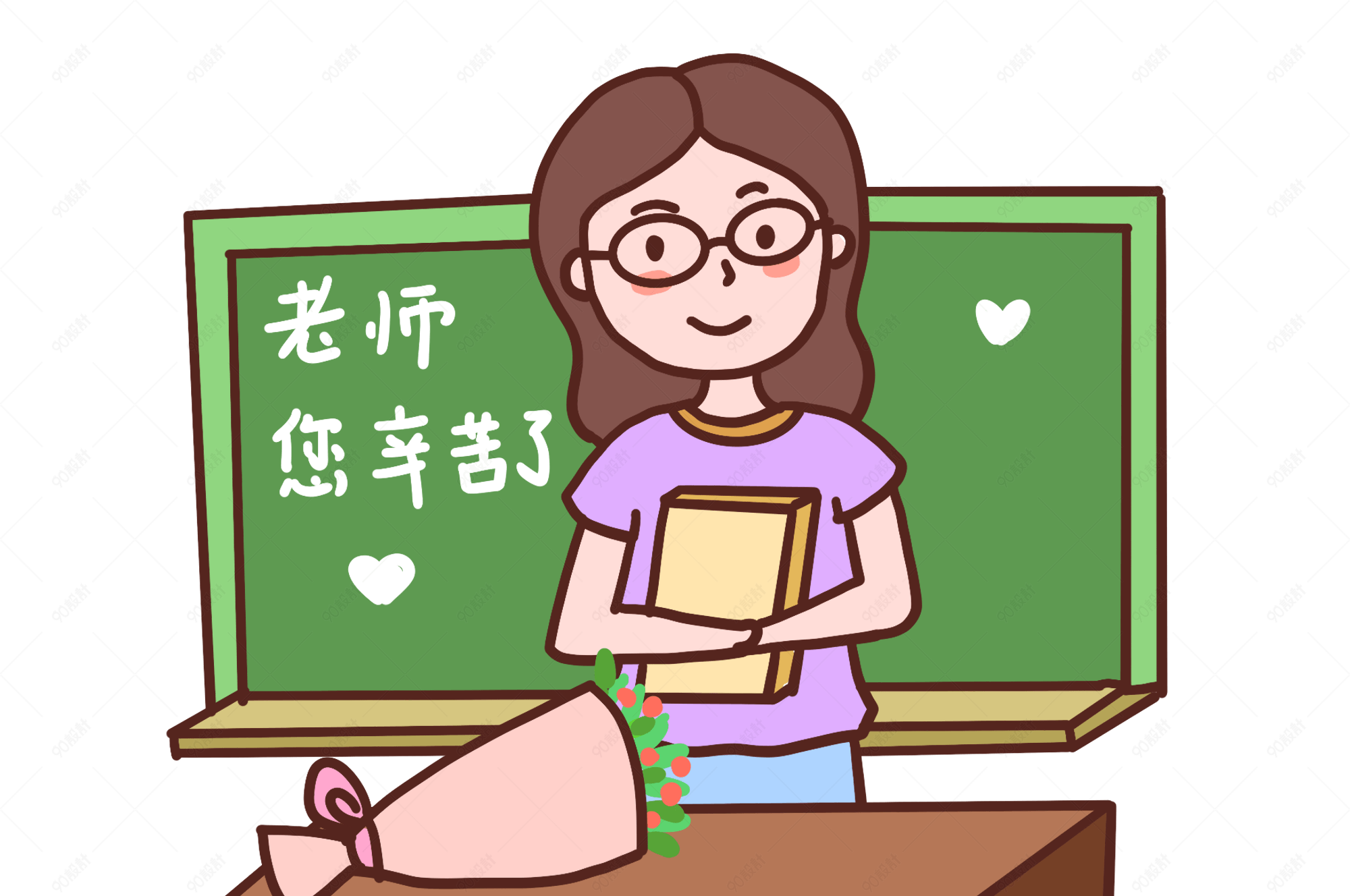 教师节女教师上课收花png