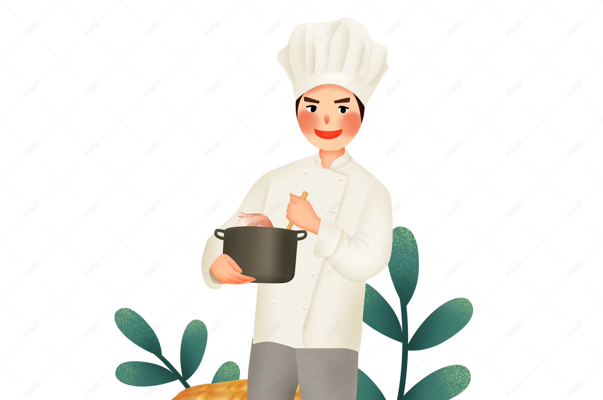 卡通手绘职业劳动者厨师人物