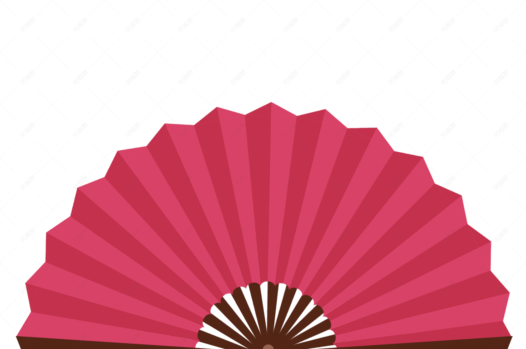 国庆节中国风古代红色卡通折扇素材