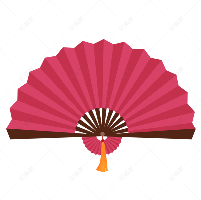 国庆节中国风古代红色卡通折扇素材