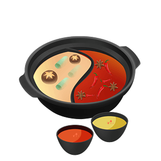 卡通火锅鸳鸯锅美食素材