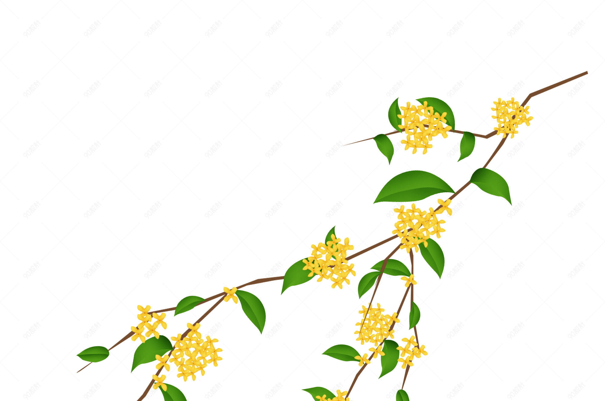 卡通中秋节传统桂花枝植物元素