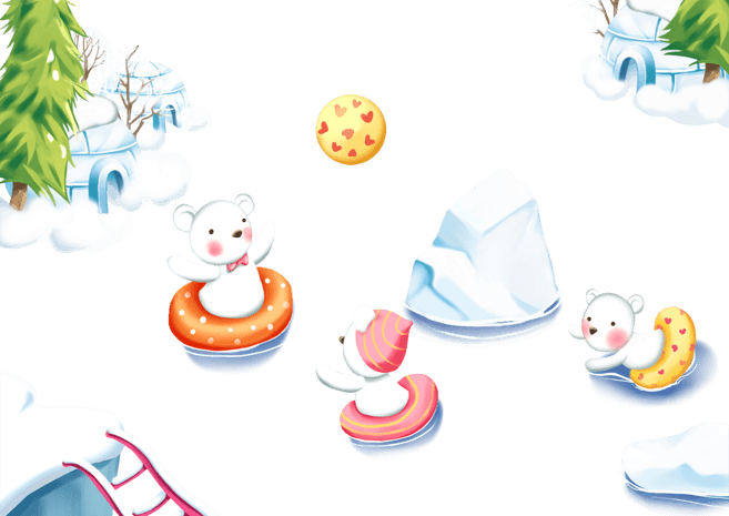 在水中游泳的小熊卡通动物插画