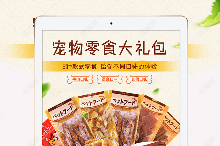 淘宝天猫清新宠物零食大礼包详情页psd模板