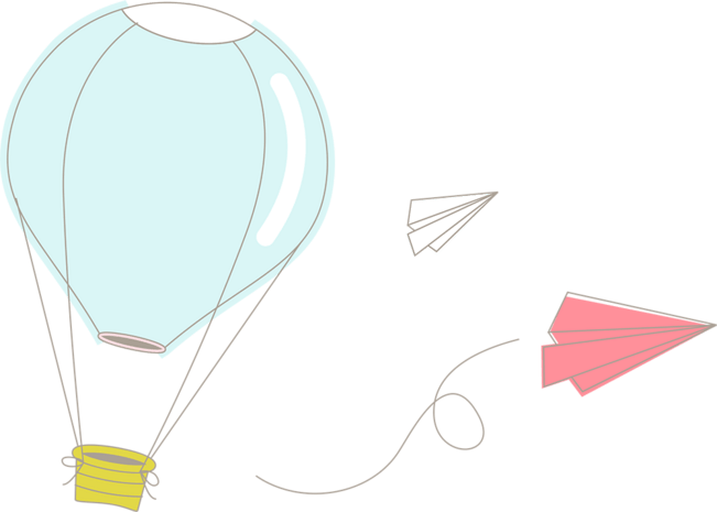 手绘热气球纸飞机