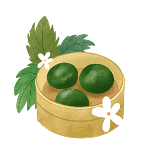 清明节青团蒸笼白花食物