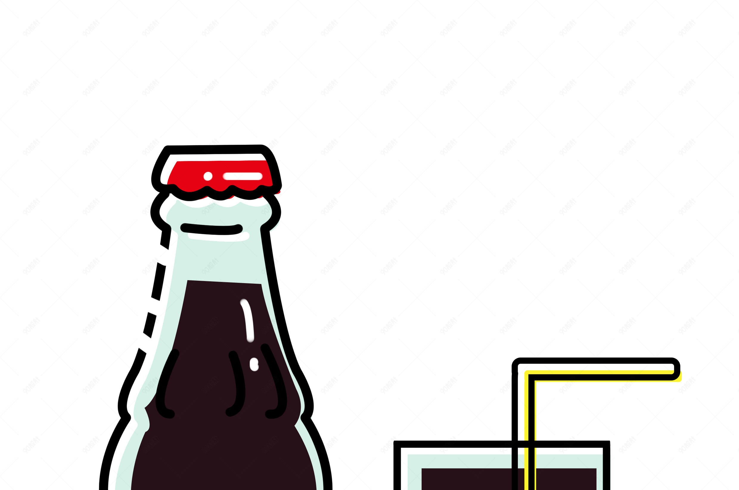 初夏小清新卡通汽水可乐饮料