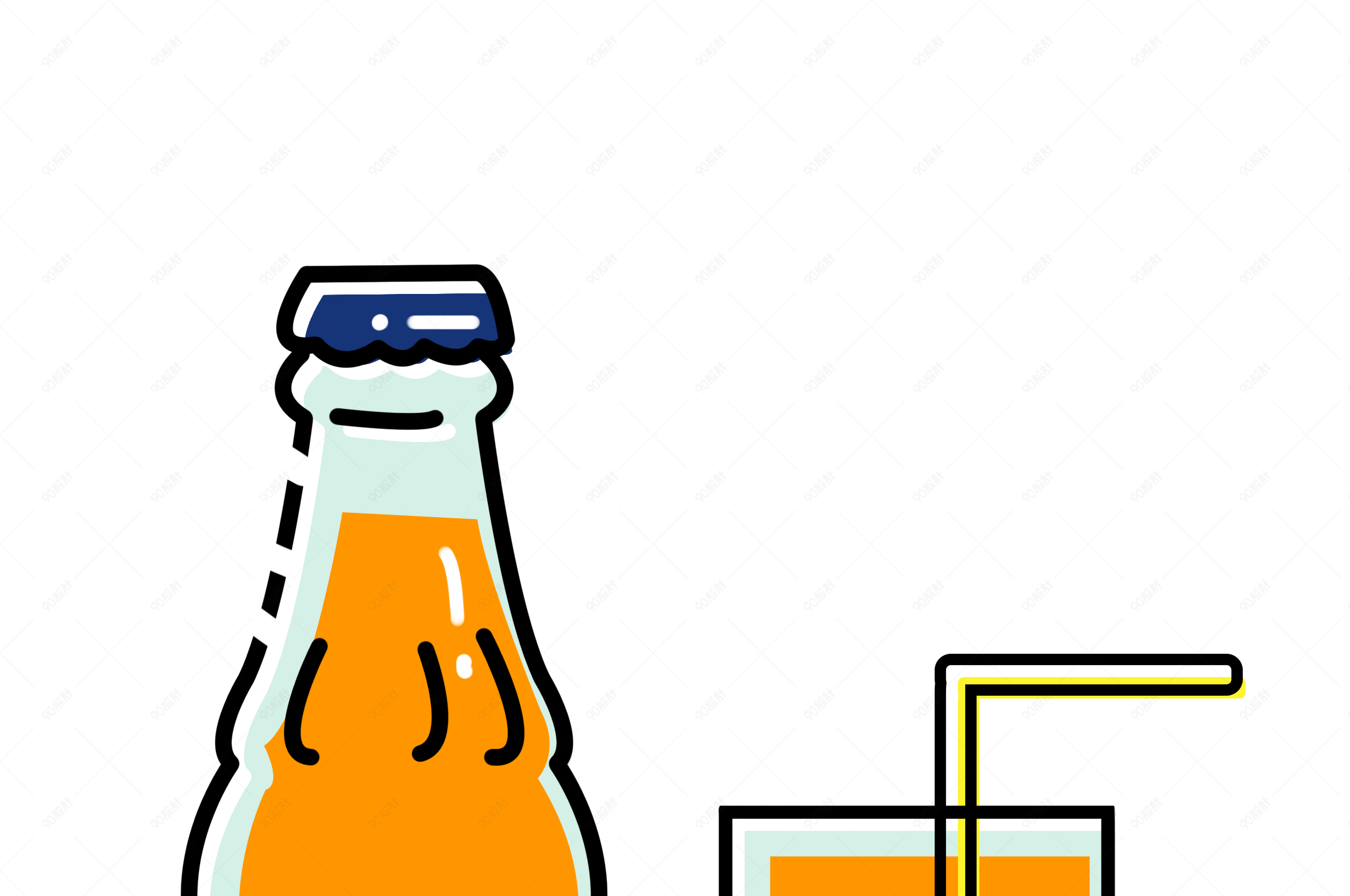 初夏小清新卡通汽水雪碧饮料